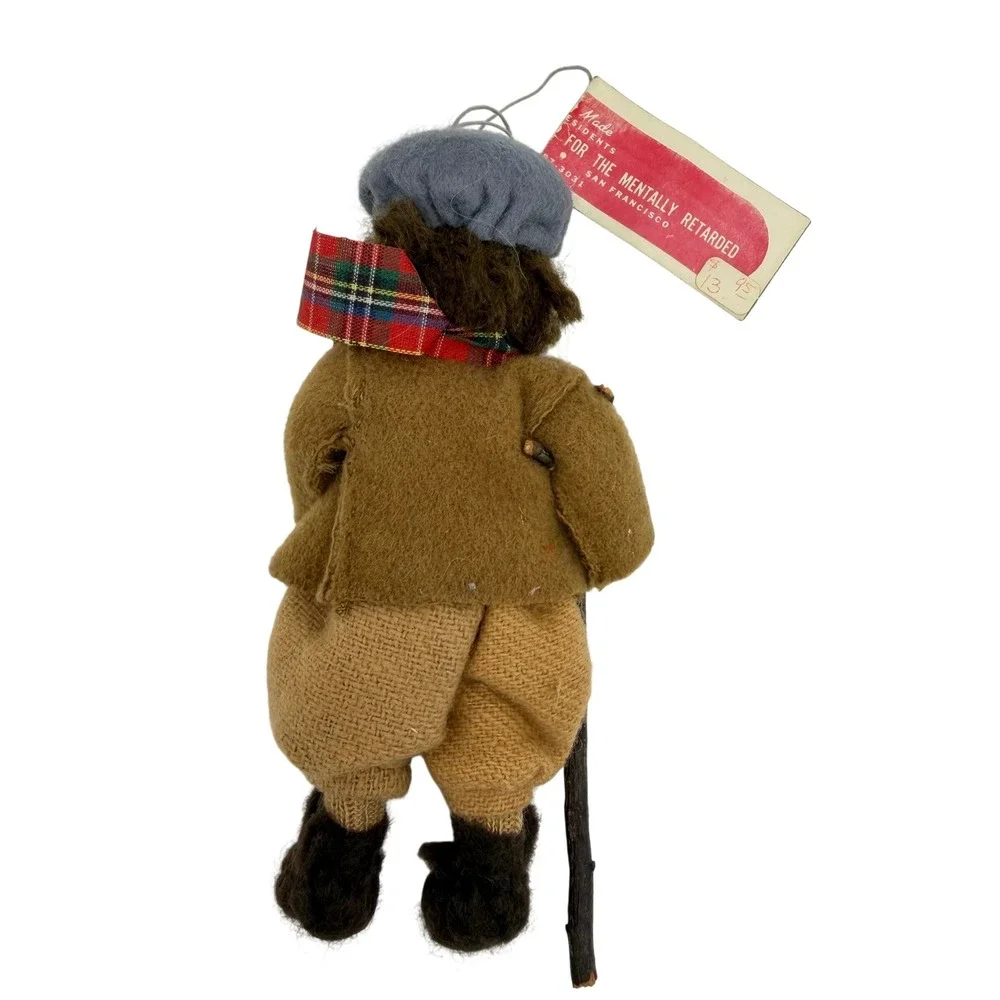 Vtg Helpers Homes and Workshop San Francisco Handmade Hiker Doll Ornament Tag 6